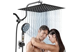Cobbe 12 Inch All Metal Rain Shower Head 3-Way, High Pressure Shower Head Combo, Dual Shower Heads with Handheld Spray- Upgra