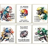 Football Poster Wall Decor Art Prints Motivational Posters Boys Bedroom Teenage Room Decor Office Decoration Inspirational Quotes Football Player Gifts Locker Room Decor Sports Theme Poster 8x10 In