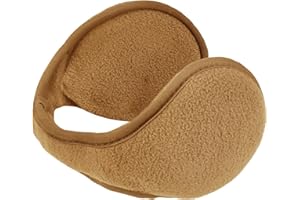 Motique Accessories Tan Adjustable Ear Warmers Men Women Solid Polar Fleece Folding Winter Earmuff