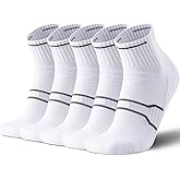 mqamex Men's Quarter Length Athletic Running Socks Size 9-12,sports crew socks with arch support,black ankle socks,5 pairs