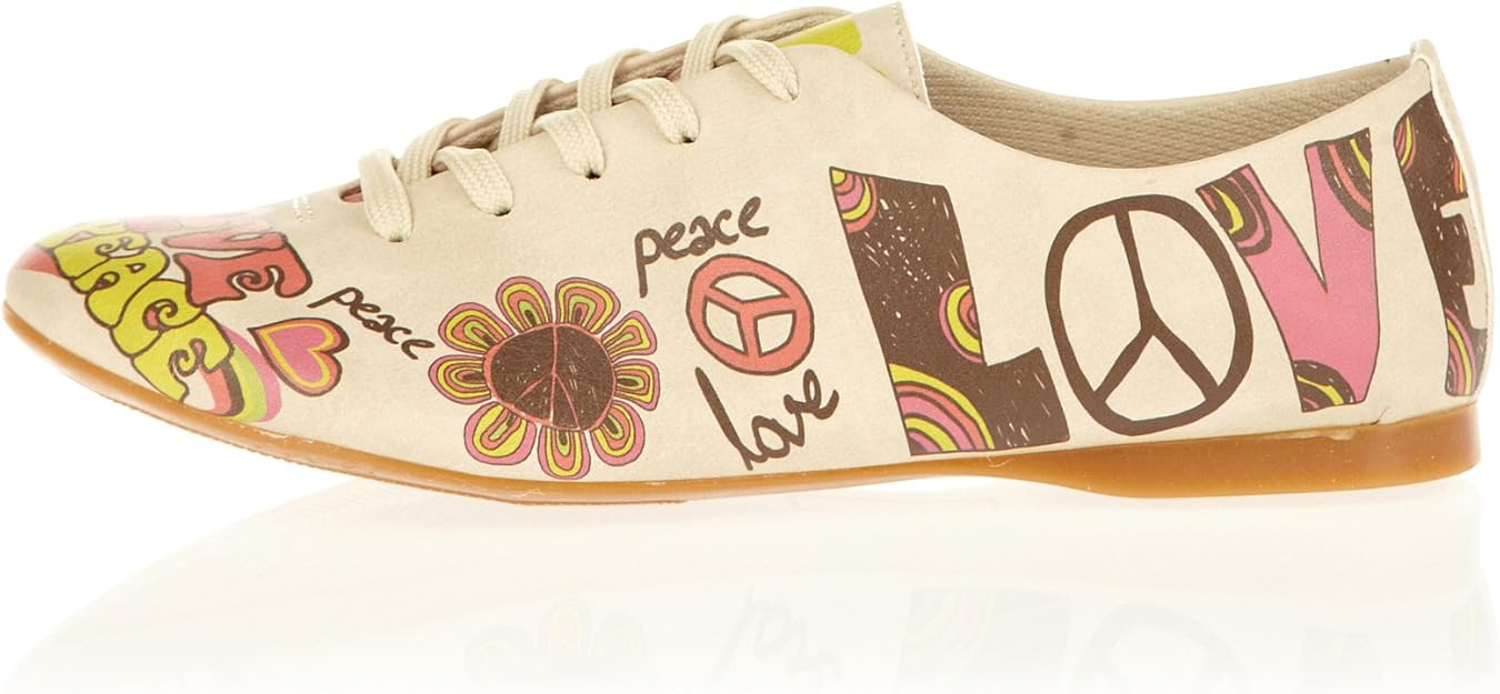 DOGO SHOES Women�s Love &amp; Peace LaceUp Flats 41 Amazon