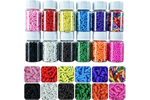 LIKETURE Fake Sprinkles 180g Non-edible Polymer Clay Sprinkles Faux Sprinkle Plastic Sprinkles for Craft Sprinkles Decoration for Resin Filler Slime Add ins Slime Mixed In Shaker Card (12 Bottles)