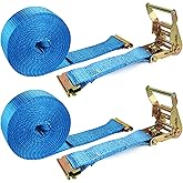 2 Pack Heavy Duty Ratchet E Track Straps - 20ft, 11000 LBS Break Strength, Etrack Tie Down Straps for Trailer, Trucks