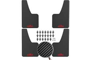 XUKEY 4pcs Black Universal Mudflaps for Car SUV Van Hatchback UTV ATV Front Rear Mud Flaps Splash Guards Fender Flares Mudguard with Hardware 14.17''x 8.27''("R.S MUD Flaps Logo)