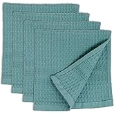 GILDEN TREE Waffle Towels Wash Cloths for Showering, Exfoliating Washcloth Face Towels, Quick Dry Towel Cotton Washcloths Set of 4, Classic Style (Seafoam)