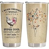 34HD Chicken Mom Tumbler with Lid, 20oz Stainless Steel Vacuum Insulated Farm Animal Mug, Chickens Farmer Gifts for Women, Chicken Gifts for Birthday & Mother's Day
