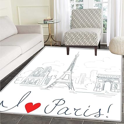 Amazon Com Paris Decor Rugs For Bedroom Sketch Of The City