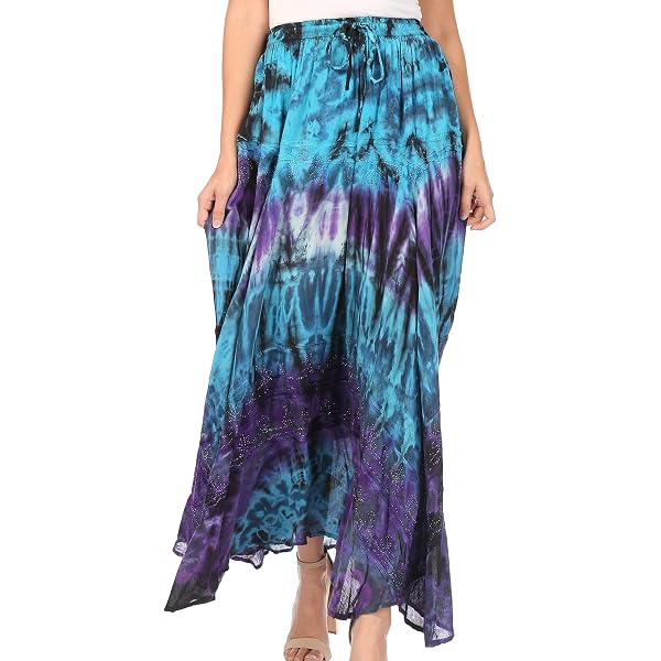 Indian Tie Dye Long Skirt – Cotton Wrap Around, Purple, Ethnic Clothes, Up To 42 Inch Waist - View #6