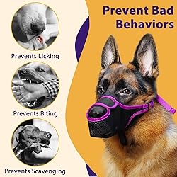 LUCKYPAW Dog Muzzle, Patented Mesh Muzzle for Large
