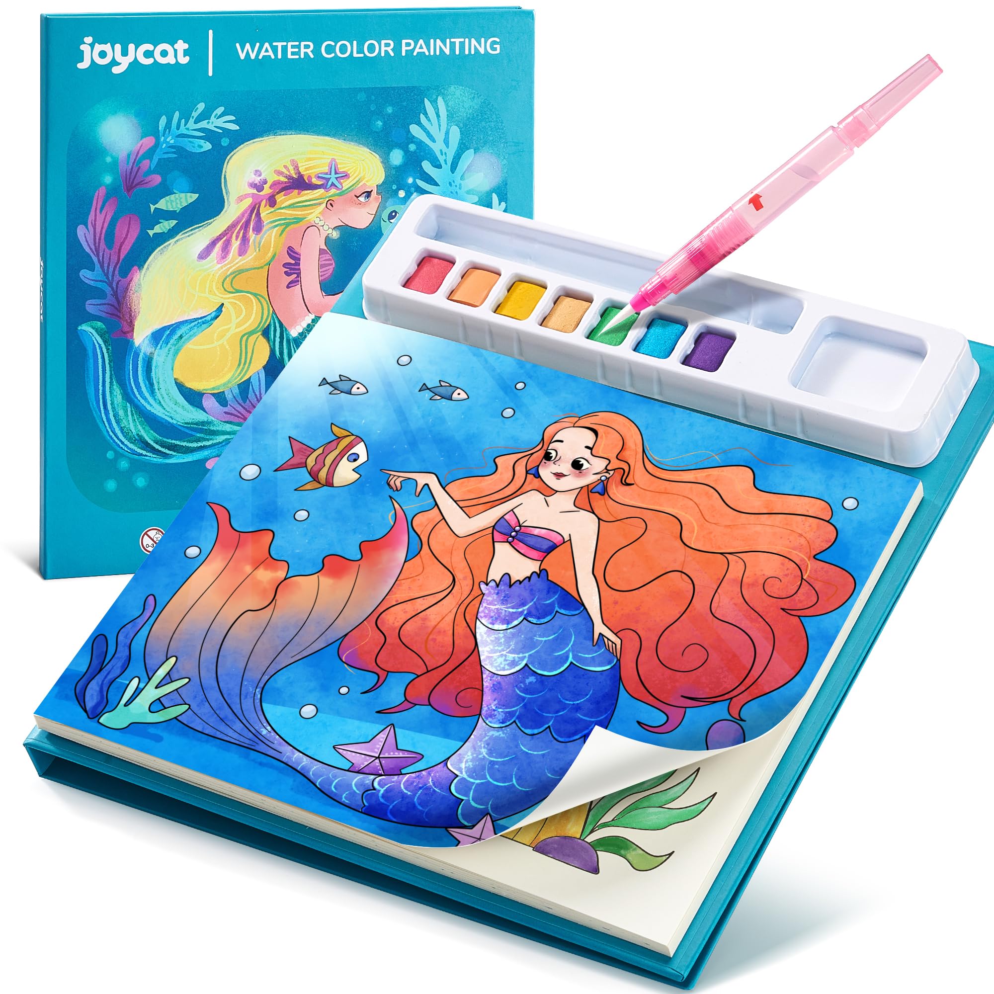 JoyCat Paint with Water Coloring Books for Toddlers, Watercolor Painting Sets for Kids Ages 3-5 4-8, Arts and Crafts Drawing Activities Toy Birthday Gift for Boys Girls（Ocean Princess）