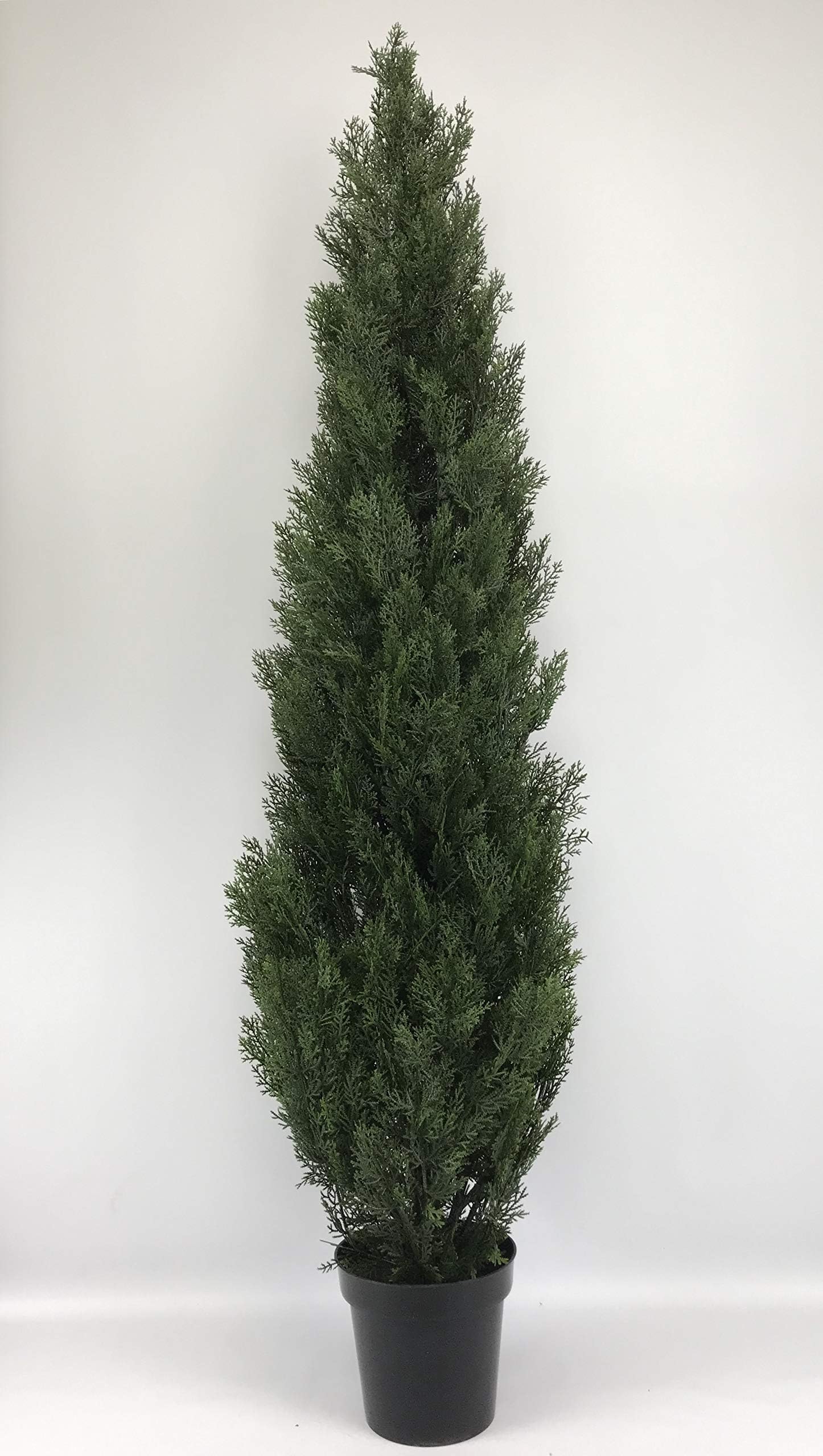 One 6 Foot Outdoor Artificial Cedar Topiary Tree Potted UV Rated Plant