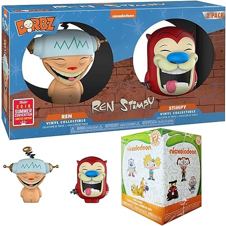 Amazon 90年代 レン スティミー ニックフィギュア コレクション ニコロデオン ミニ キャラクター フィギュア カートゥーン セット ハッピー ジョイ 2パック 限定ドーブ ミニ ブラインドボックス おもちゃ おもちゃ