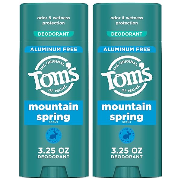 TOM’S OF MAINE MOUNTAIN SPRING NATURAL DEODORANT FOR MEN AND WOMEN, ALUMINUM FREE, 3.25 OZ, 2-PACK