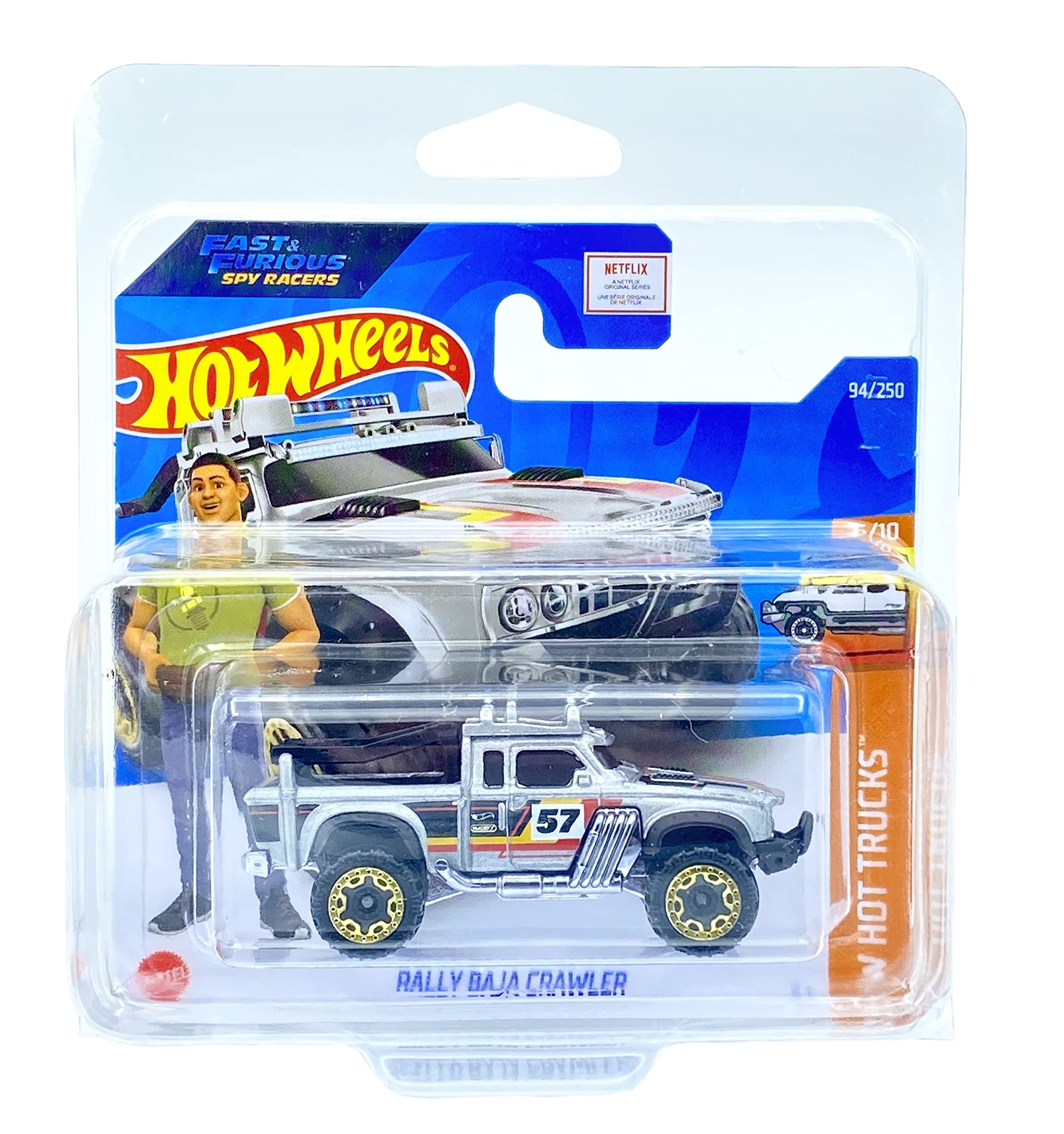 Hot Wheels Rally Baja Crawler (Silver) 6/10 HW Hot Trucks 2022 - 94/250 (Short Card) *** COMES IN A KLAS CAR KEEPER PROTECTIVE COLLECTORS CASE *** HCT57
