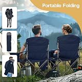 ALPHA CAMP Camping Chair Heavy Duty Foldable 450lbs Cup Holder Cooler Blue view 6