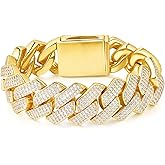 Cysnuc 20mm Heavy Iced Out Miami Cuban Link Bracelet 18K White Gold Plated 5A+ CZ Hypoallergenic Bling Diamond Hip Hop Luxury Rapper Jewelry for Men Women Christmas Birthday Gift