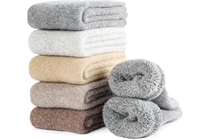 DOINUO Wool Socks for Women, 5 Pairs Thermal Thick Warm Winter Hiking Walking Cozy Crew Boot Gifts Socks