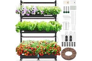 Growell Hydroponics Growing System Kit, 90 Pods Vertical Indoor Garden with LED Grow Light, Auto Circulating Water System & WiFi Smart Plug, Indoor Gardening System for Vegetable Fruit Herb