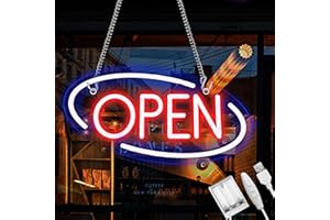 SHELLVCASE Open Neon Signs Battery Operated, Usb Powered Open Signs for Wall Decor, Adjustable Brightness Display Sign for Window Store Club Hotel Bar Shop Coffee Salon Hotel Walls(USB Powered/16.5 * 8.4 In)