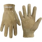 HANDLANDY Kids Leather Gardening Gloves, Kid Work Gloves, Khaki, M | Durable Soft Breathable Yard Work Cycling Outdoor Playing Glove for Age 2-9, for Children, Boys, Girls, Toddlers, Great Gift