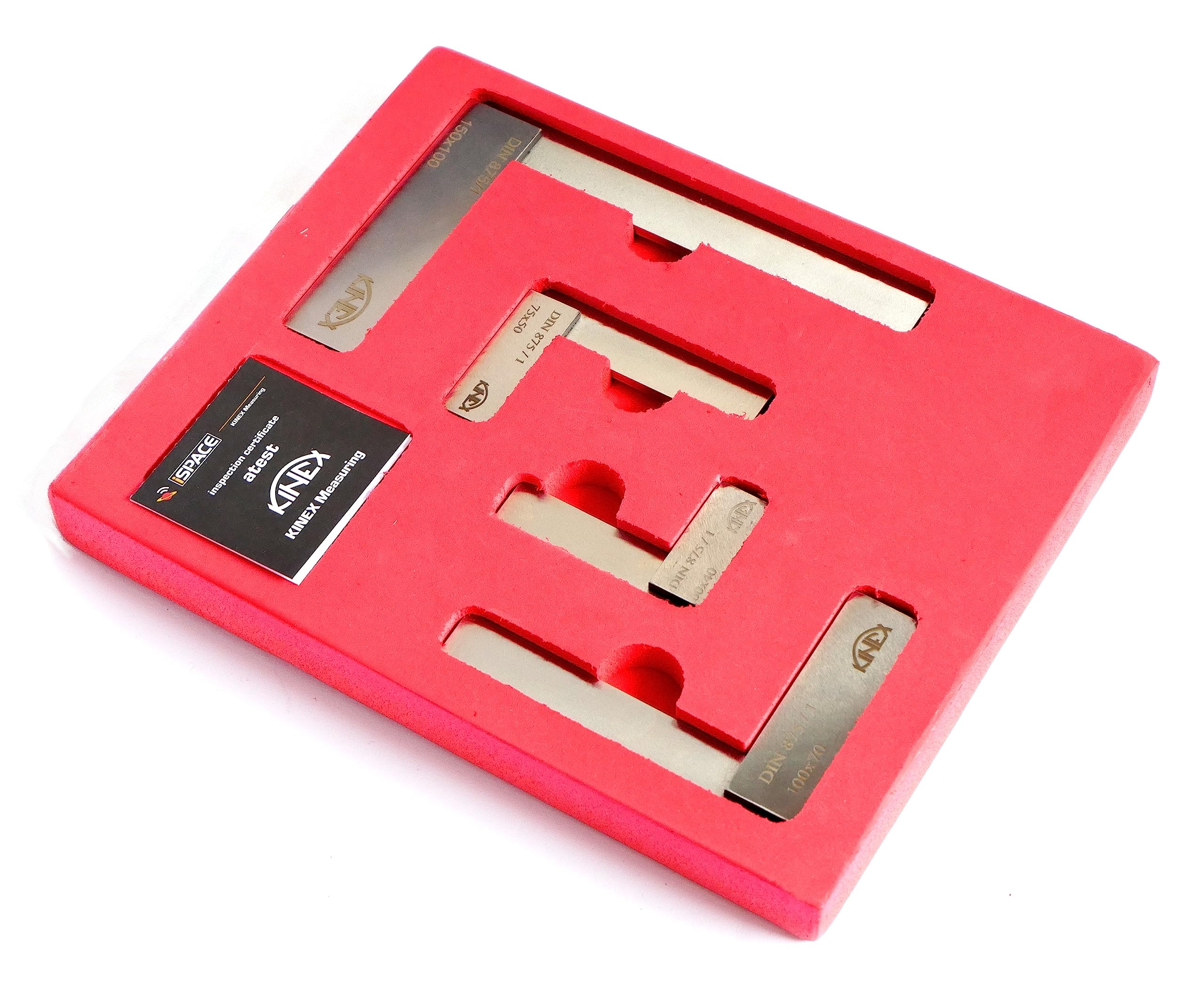 Kinex Engineer's Square Set, 4 Pieces - Tool Steel, DIN 875 Class 1 Accuracy, 60 x 40 mm, 75 x 50 mm, 100 x 70 mm, 150 x 100 mm