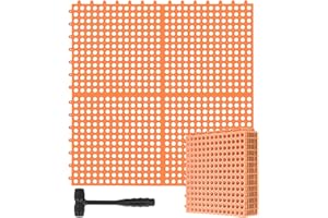 Drydiet Drainage Tiles Modular Interlocking Floor Tiles with 1 Pc Plastic Hammer 12" x 12" Cushion Mat Non Slip Rubber Floor mat with Holes for Pool Bathroom Deck Kitchen Patio (Orange,12 Pack)