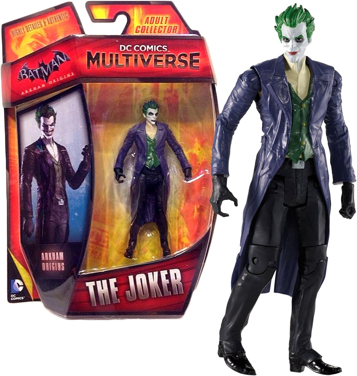 DC Comics Multiverse Mattel Year 2014 Batman Arkham Origins Series 4 Inch Tall Action Figure - The Joker
