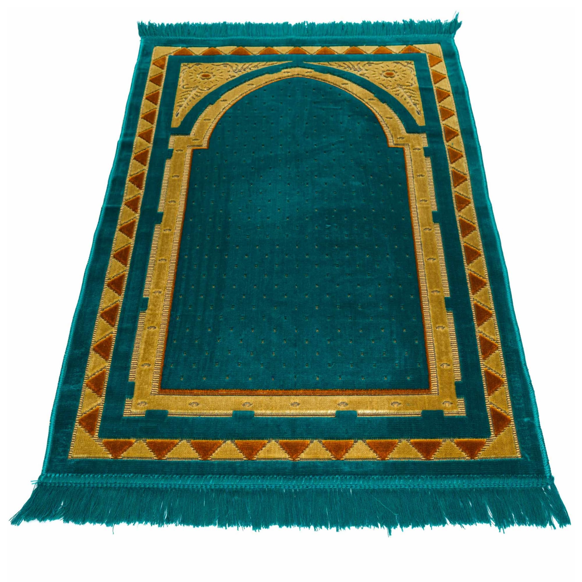 homeart Muslim Prayer Rug, Soft Plush Thin Islamic Prayer Mat, Janamaz, Sajada, Praying Carpet, Islamic Gift for Men & Women, Ramadan Eid Hajj Gift, Taif Pattern, Duck Egg Blue