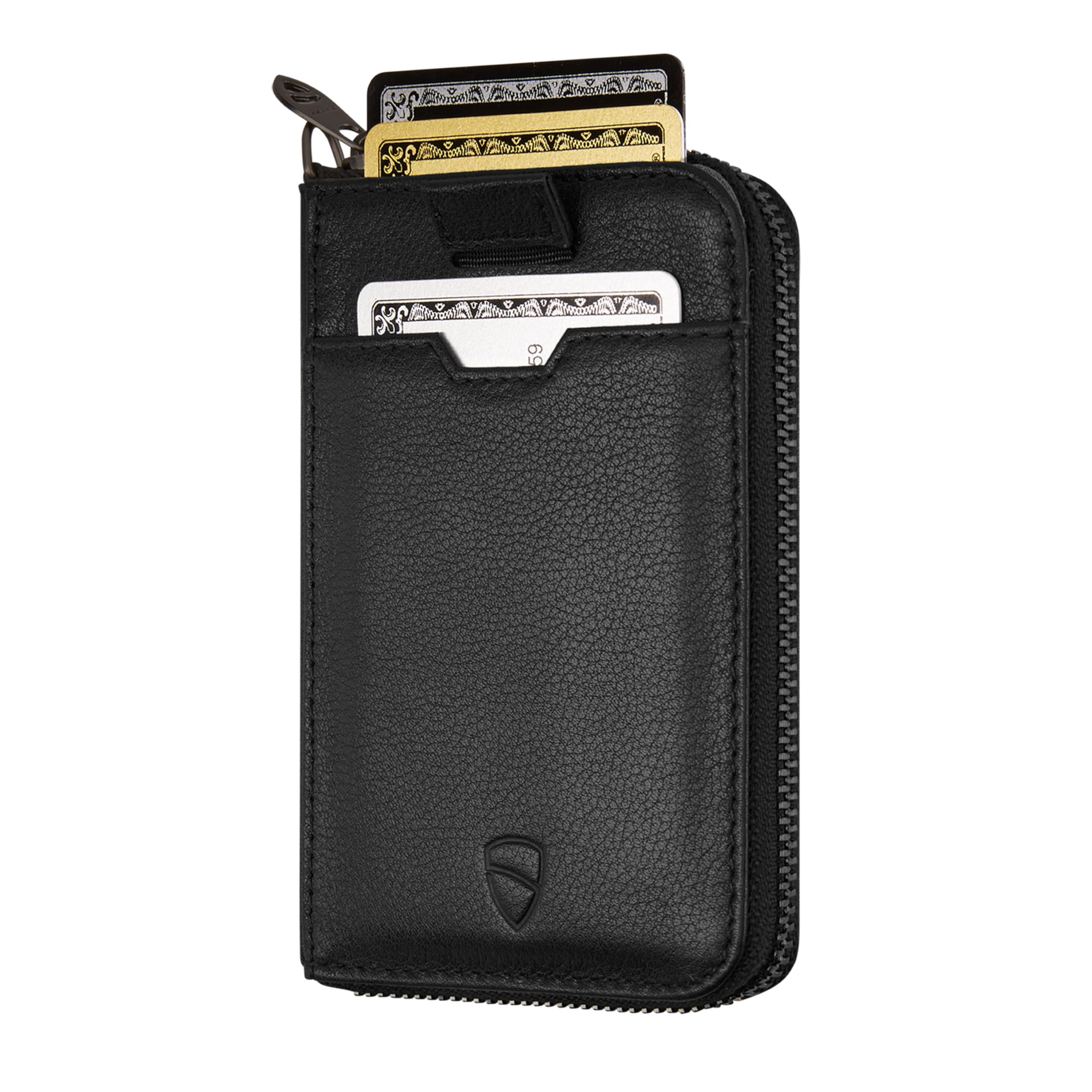 Vaultskin Notting Hill Slim Minimalsit RFID Blocking Wallet for Men - Leather Zipper Wallets for Men and Women with Coin Pocket, Card Holder & Front Pocket, Ideal Gift (Black)