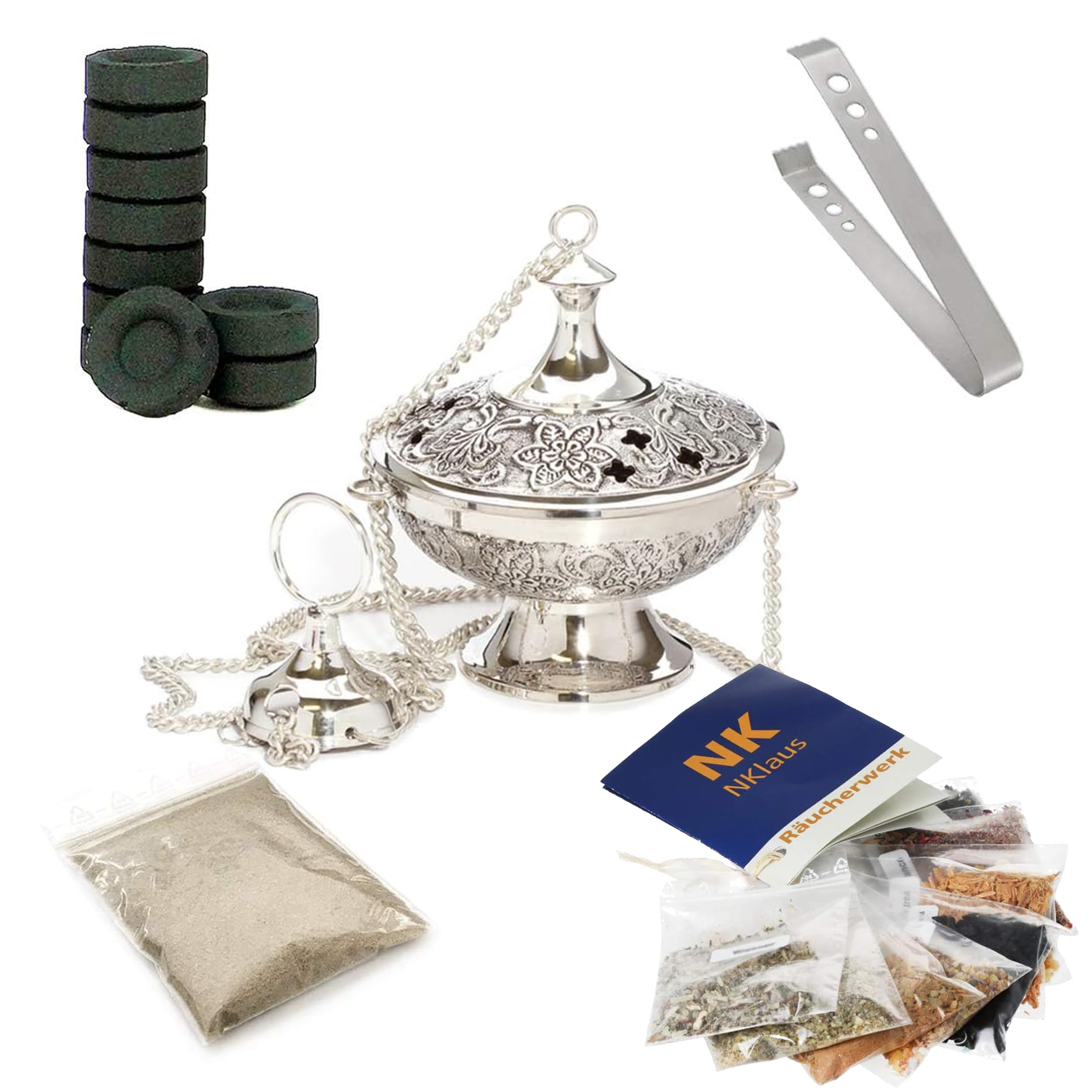 Incense burner complete set 14pcs. with incense, resins, incense charcoal tongs 40599 — image 1