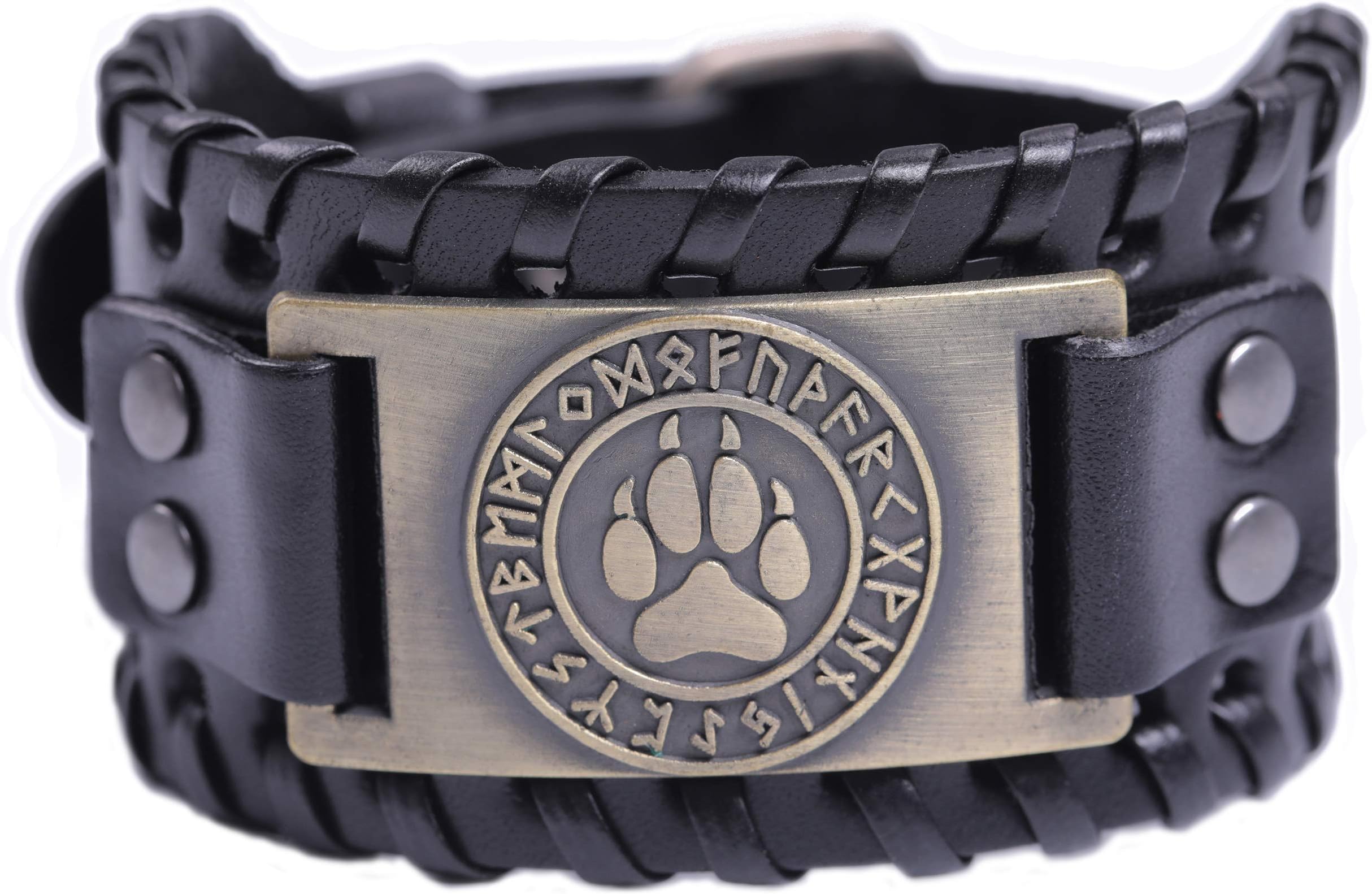 Vintage Talisman Norse Viking Runes Wolf Paw Bracelet for Men Women