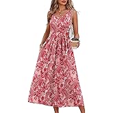 WIHOLL Summer Dresses for Women Flowy Casual Midi Dress Beach Vacation Sundresses with Pockets