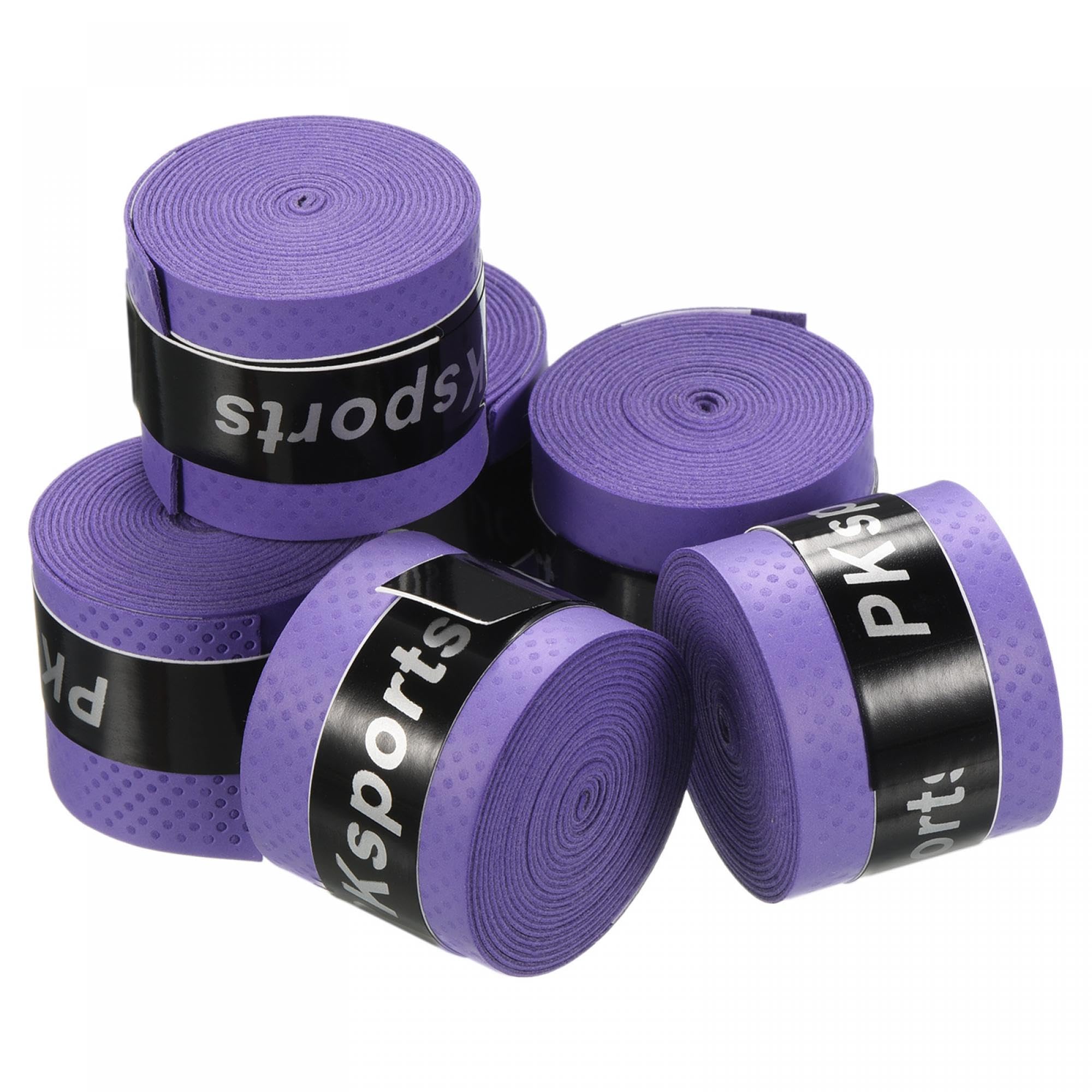 PATIKIL 43.3" Tennis Racket Grip Tape, 6 Pack PU Overgrip Round Groove Non-Slip Absorb Sweat for Badminton Fishing Rod, Purple