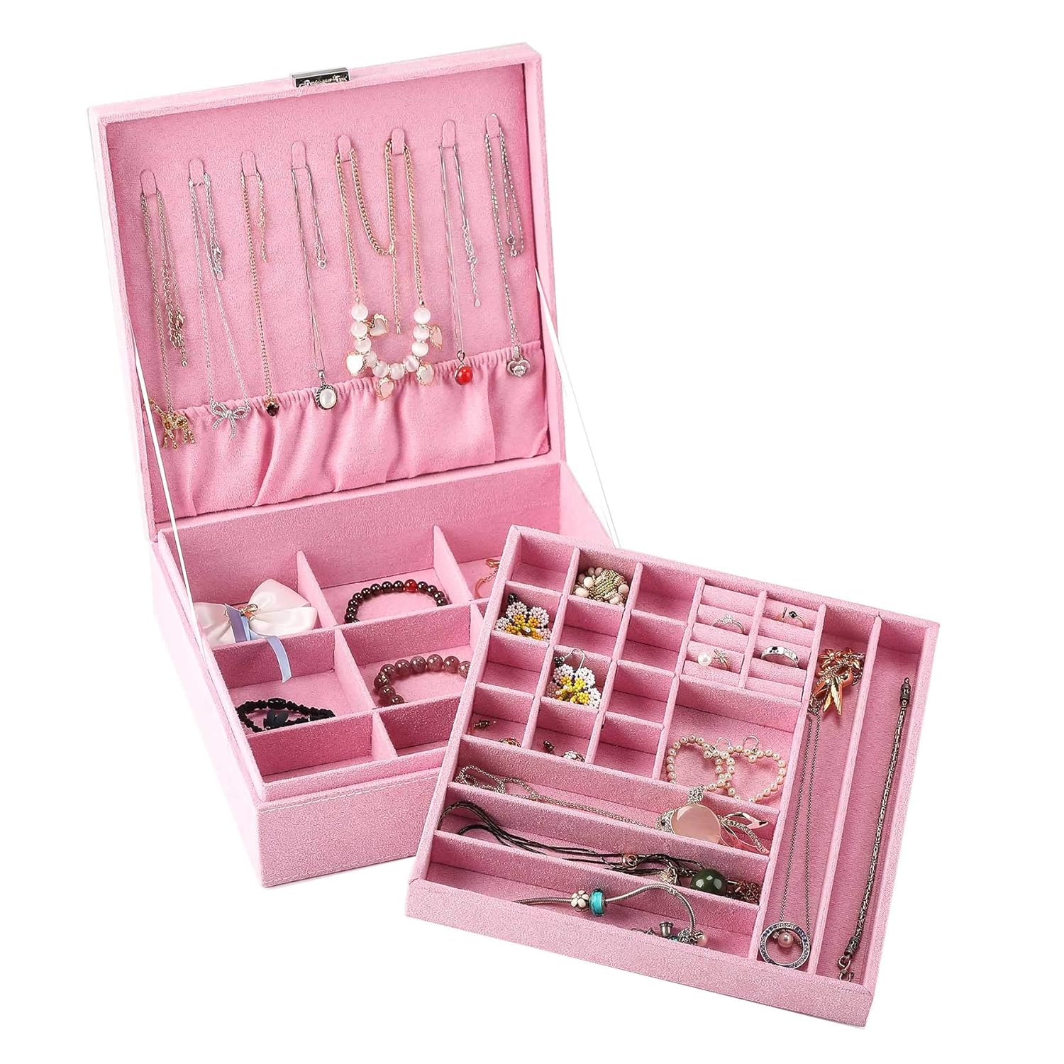 Portagioie Da Viaggio Pieghevole, Velluto Lavanda, 5 Pagine - Foto 3