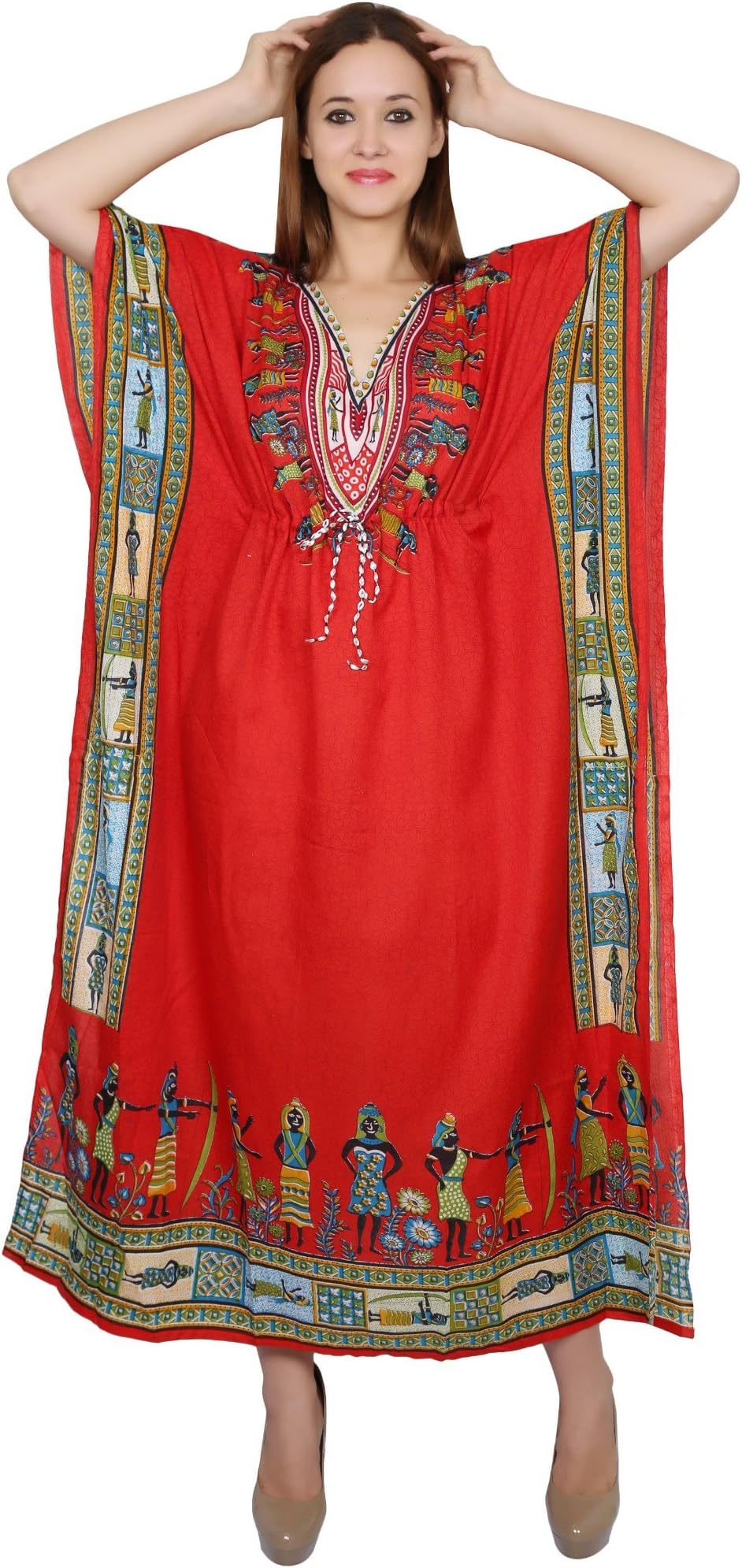 Nakashi Tribal Ethnic Print Long Kaftan | Plus Size