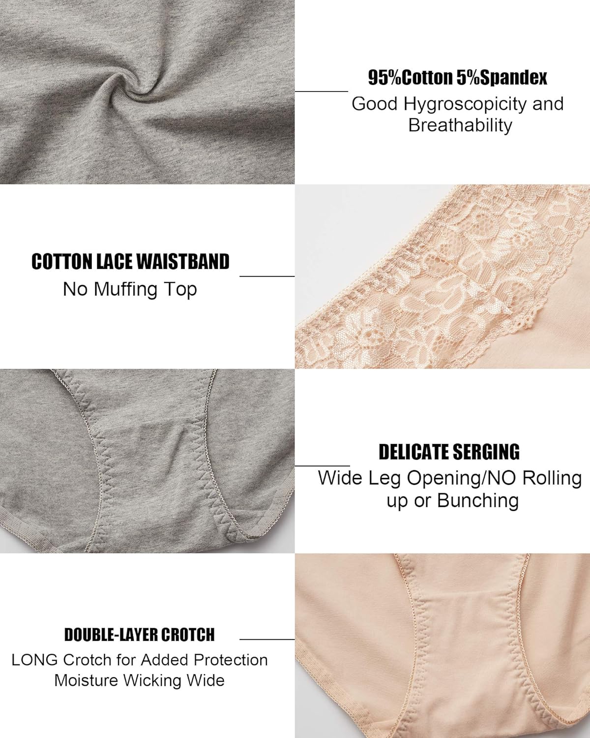 Women's High Waisted Cotton Underwear Soft Breathable Full Coverage Stretch Briefs Ladies Panties 5-Pack at  Women’s Clothing store