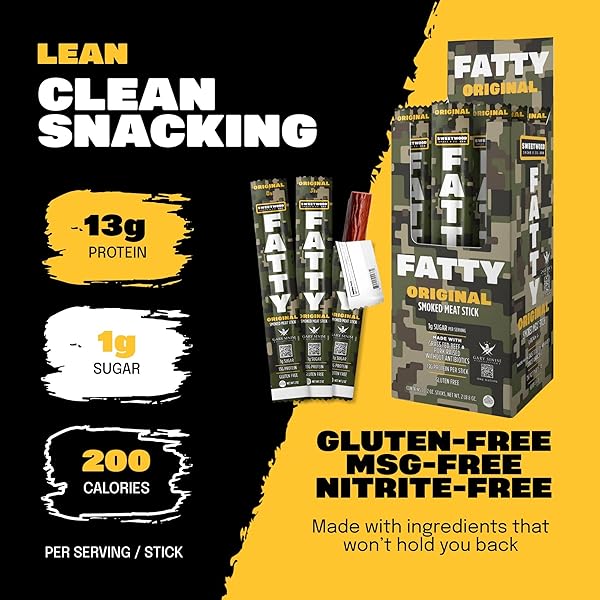 FATTY MEAT STICKS, GRASS-FED BEEF, HIGH PROTEIN SNACK, CAMPING, SPORTS, ROAD TRIP, LOW CARB, GLUTEN FREE, MSG FREE, NITRATE FREE, ORIGINAL FLAVOR, 2 OZ.