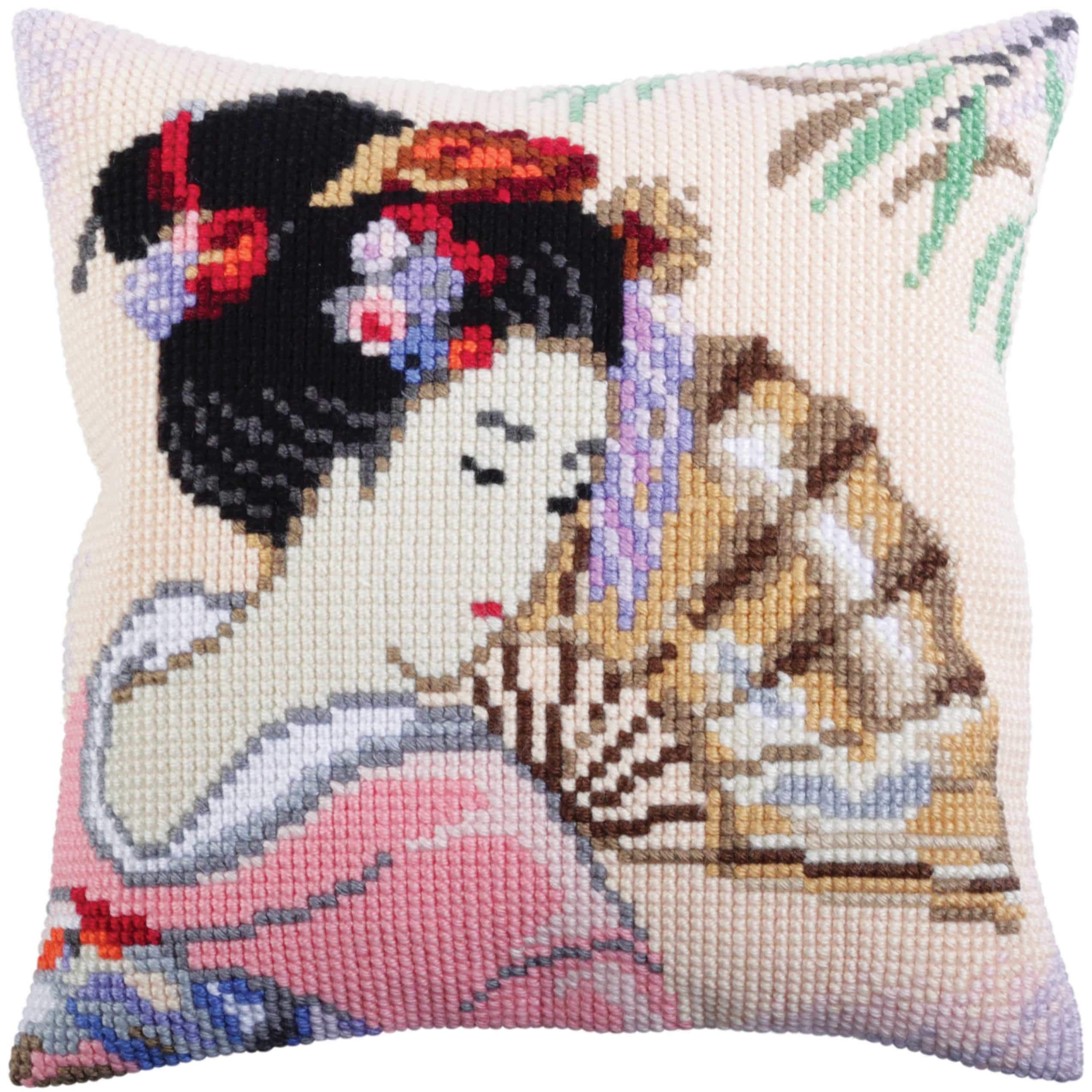 Collection d'Art Cross Stitch Kit: Cushion: Beautiful Japanese, 40 x 40cm, Multicolor