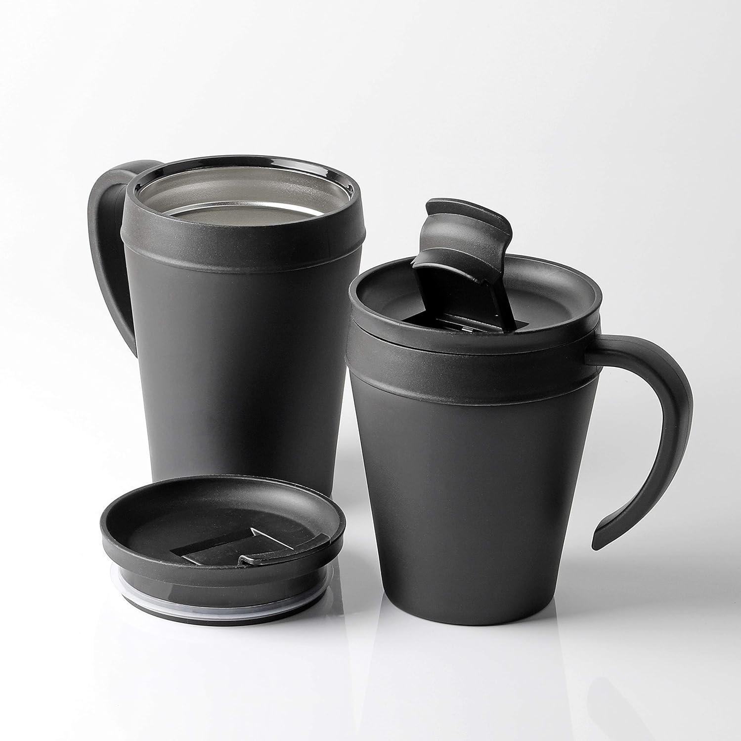 パール金属 蓋付きマグカップ BLKP 黒 400ml