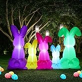 RoundFunny 6 ft Inflatable Easter Outdoor Decorations Easter Bunny Blow Up with Built in LED Lights Easter Decor for Indoor Outdoor Yard Lawn Garden DIY Photo Prop