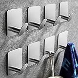 DELITON Towel Hooks for Bathrooms - 8 Pack Adhesive