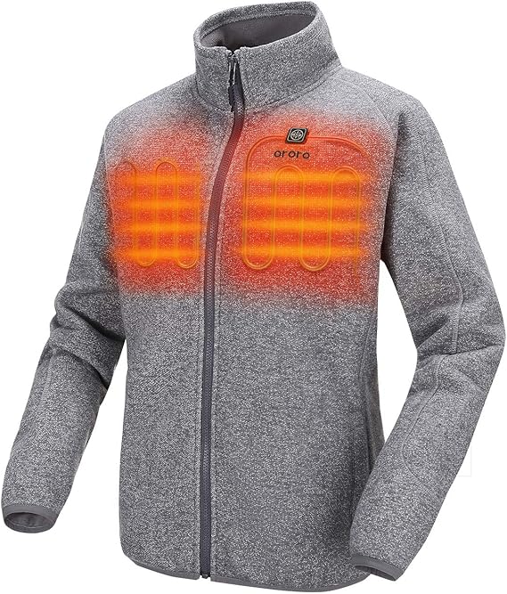 ORORO Womenâs Heated Jacket-Full Zip Fleece Jacket with Battery Pack (XXL, Gray): Amazon.com.au 
