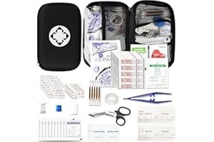 276PCS Small Travel First Aid Kit Supplies for Business, First Aid Emergency Set Backpacking Essentials Items Trauma Survival Kits for Outdoor Adventure, Black AMORNING