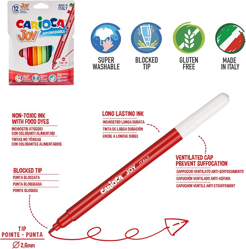 Todos para o Conjunto EL Cole | Kit de Material Escolar: Marcadores super laváveis, lápis de cor, filme plástico, cola e tesoura com ponta redonda | 40 peças