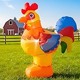 4FT Inflatables Christmas Spring Farm Ranch Blow up Animals Cute Rooster Decorations with LED Light Indoor Outdoor Yard Graden Party Lawn Holiday Decor