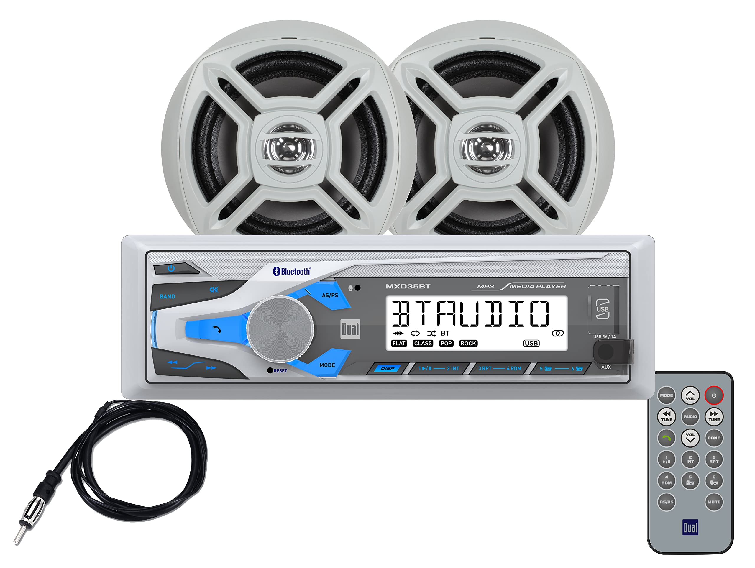 Dual Electronics WCP365BT Marine Single DIN Stereo Receiver with