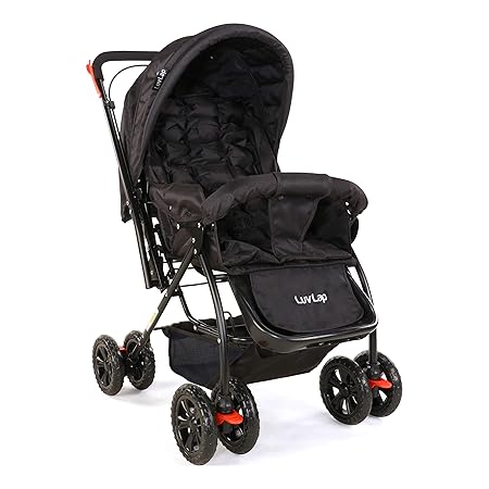 LuvLap Starshine Stroller/Pram, Easy Fold for Newborn Baby/Kids, 0-3 Years (Black)