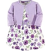 Touched by Nature Infant Toddler Girls Organic Cotton Dress and Cardigan, Rainbows Sunshine