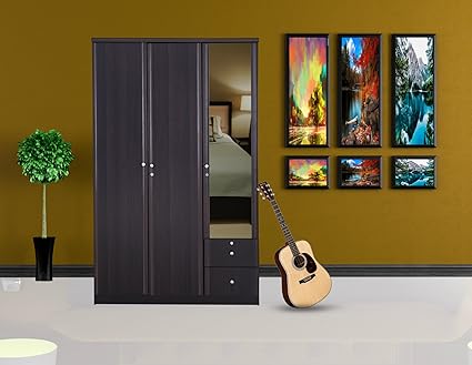 Royaloak Berlin Three Door Wardrobe with Mirror (Brown)