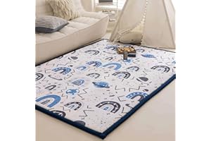 Loartee Baby Floor Playmat - 50"×50" Thick Rainbow Foam Rug Indoor Home Non-Slip Cushioned Carpet Kids Room, Playroom Toddler